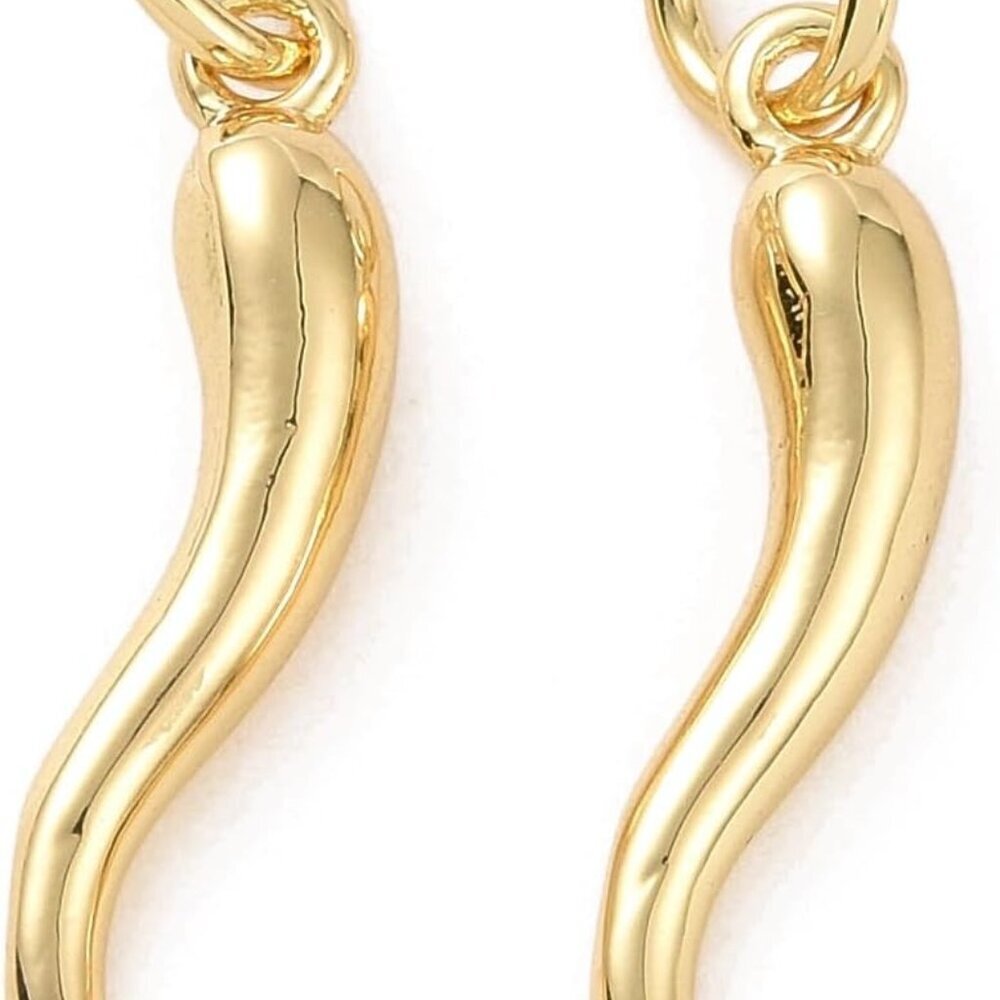 10pcs 18k Real Gold Plated Chilli Pepper Charms Lucky Cornicello Brass Italian H